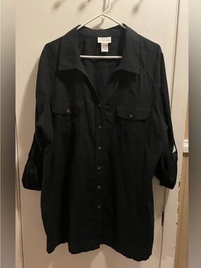 Soft Surroundings Black Linen Tunic Top - Size 1X